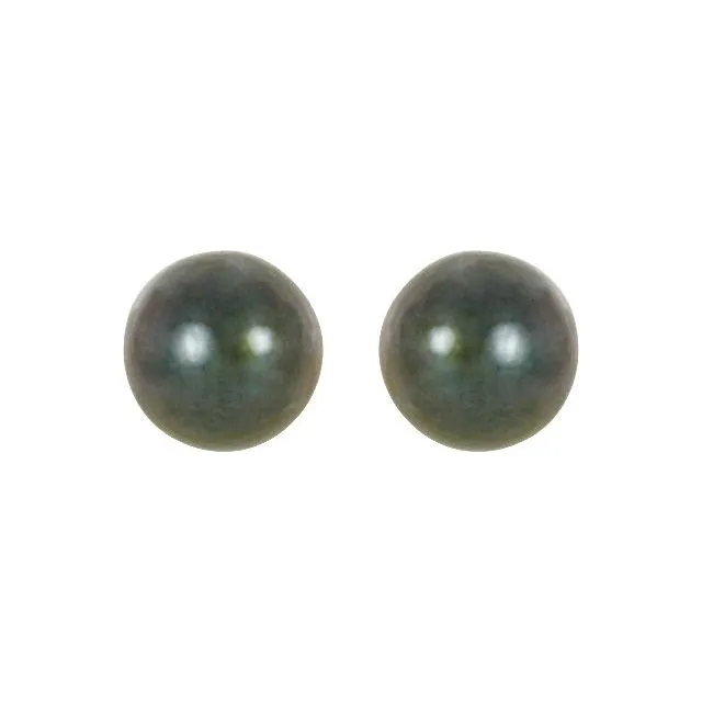 14K White Gold 4 mm Cultured Black Akoya Pearl Earrings TreasureFineJewelers Earrings