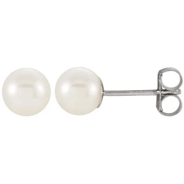 14K White Gold 555 mm Cultured White Gold Freshwater Pearl Earrings TreasureFineJewelers Earrings 14K White Gold 555 mm Cultured White Gold Freshwater Pearl Earrings TreasureFineJewelers Earrings