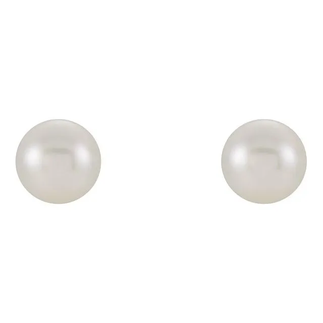 14K White Gold 555 mm Cultured White Gold Freshwater Pearl Earrings TreasureFineJewelers Earrings