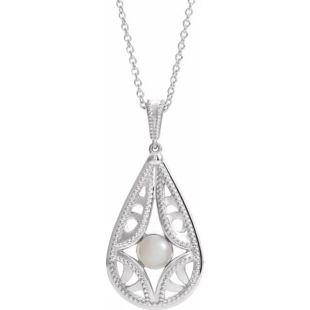 14K White Gold Cultured White Gold Freshwater Pearl VintageInspired 1618 Necklace TreasureFineJewelers Necklaces 14K White Gold Cultured White Gold Freshwater Pearl VintageInspired 1618 Necklace TreasureFineJewelers Necklaces
