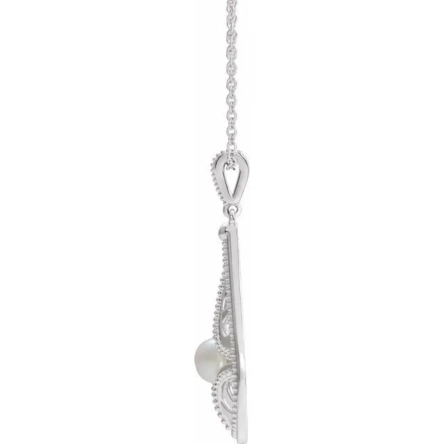 14K White Gold Cultured White Gold Freshwater Pearl VintageInspired 1618 Necklace TreasureFineJewelers Necklaces