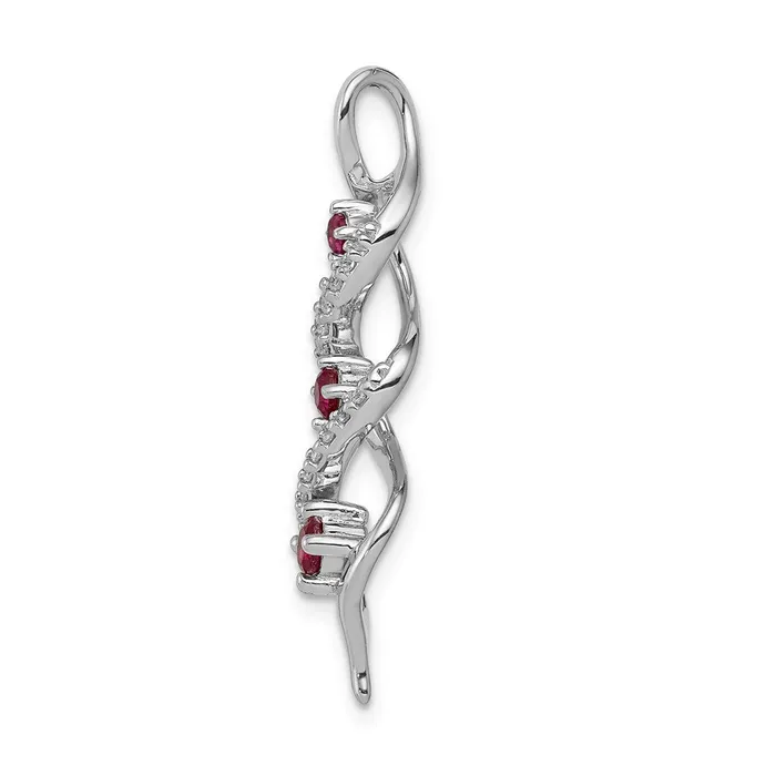 14k White Gold Diamond and 25 Ruby Twisted 3stone Chain Slide TreasureFineJewelers Rings