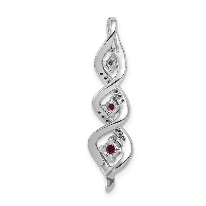 14k White Gold Diamond and 25 Ruby Twisted 3stone Chain Slide TreasureFineJewelers Rings