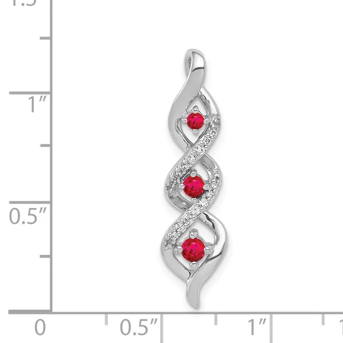 14k White Gold Diamond and 25 Ruby Twisted 3stone Chain Slide TreasureFineJewelers Rings