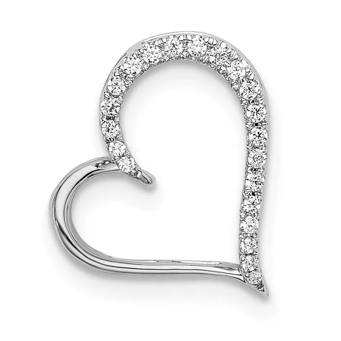 14k White Gold Diamond Heart Chain Slide TreasureFineJewelers Necklaces
