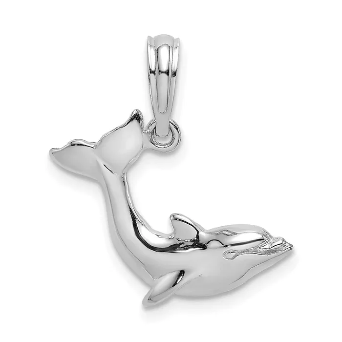 14K White Gold Jumping Dolphin Charm TreasureFineJewelers Charm Necklaces 14K White Gold Jumping Dolphin Charm TreasureFineJewelers Charm Necklaces