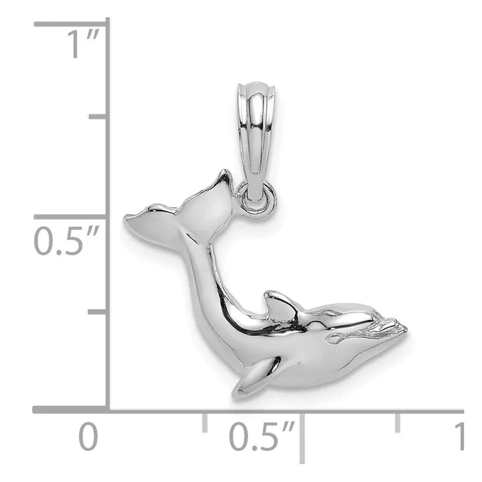 14K White Gold Jumping Dolphin Charm TreasureFineJewelers Charm Necklaces