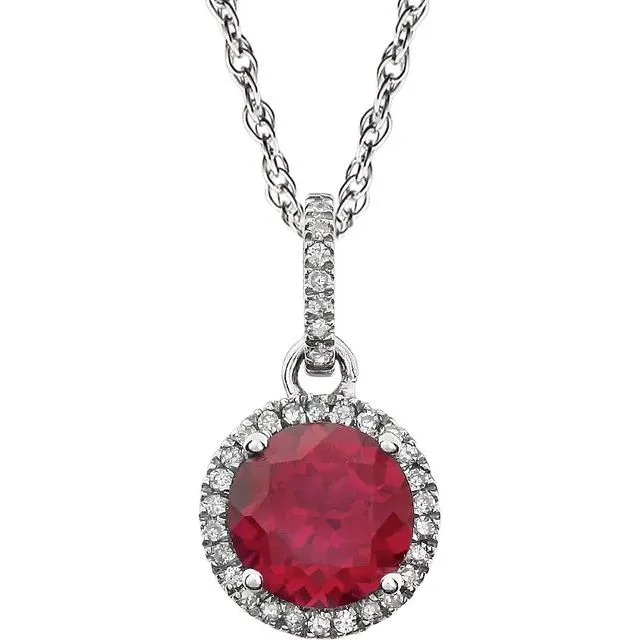14K White Gold LabGrown Ruby 110 CTW Natural Diamond 18 Necklace TreasureFineJewelers Necklaces 14K White Gold LabGrown Ruby 110 CTW Natural Diamond 18 Necklace TreasureFineJewelers Necklaces