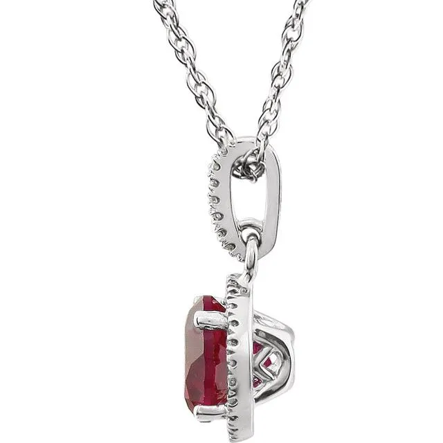 14K White Gold LabGrown Ruby 110 CTW Natural Diamond 18 Necklace TreasureFineJewelers Necklaces