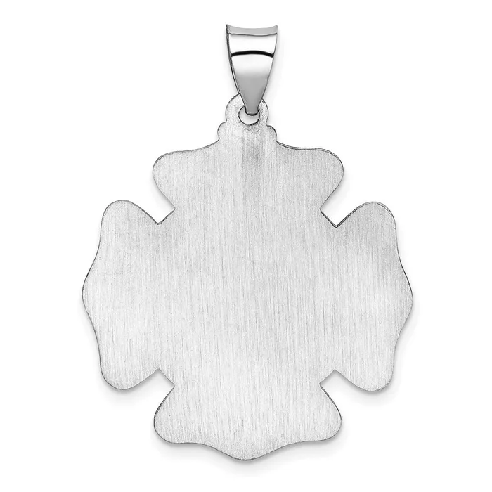 14k White Gold PolishSatin St Florian Badge Medal Hollow Pendant TreasureFineJewelers Necklaces