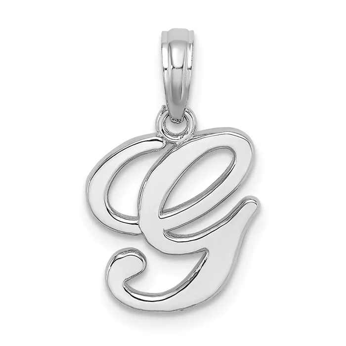 14k White Gold White Gold Script Letter G Initial Pendant TreasureFineJewelers Necklaces 14k White Gold White Gold Script Letter G Initial Pendant TreasureFineJewelers Necklaces
