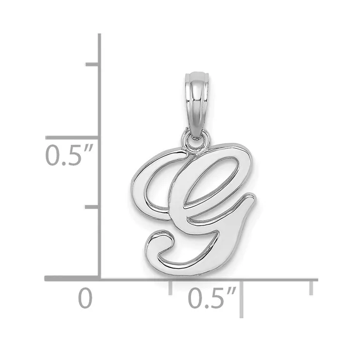 14k White Gold White Gold Script Letter G Initial Pendant TreasureFineJewelers Necklaces