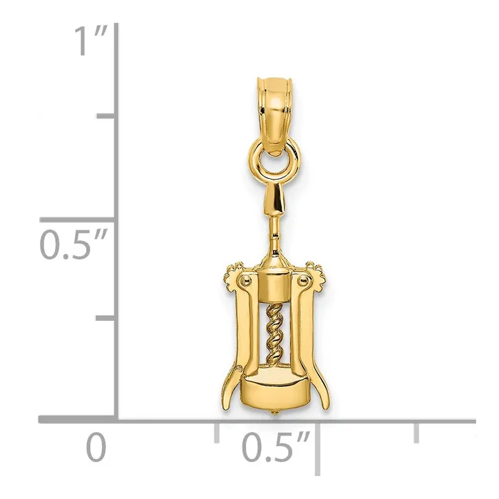 14K Wine Opener Charm TreasureFineJewelers Charm Necklaces