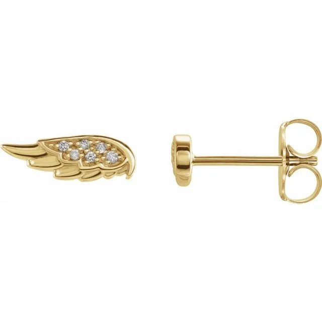 14K Yellow Gold 03 CTW Natural Diamond Angel Wing Earrings TreasureFineJewelers Earrings 14K Yellow Gold 03 CTW Natural Diamond Angel Wing Earrings TreasureFineJewelers Earrings