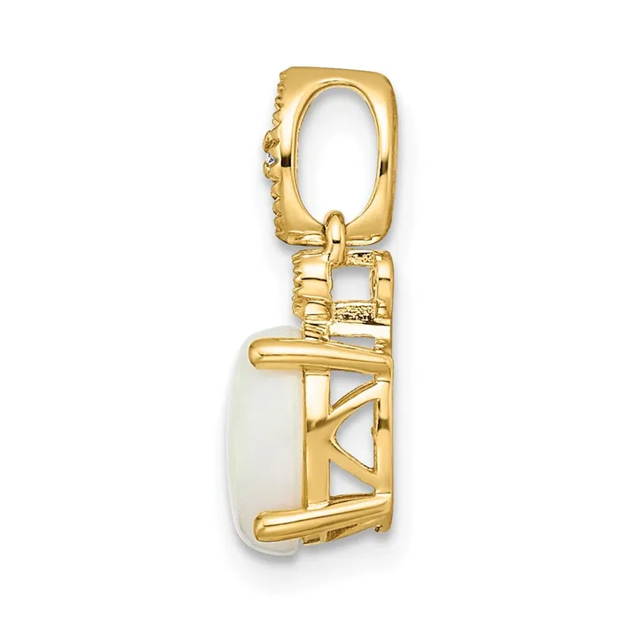 14k Yellow Gold Austrian Opal and Diamond Pendant TreasureFineJewelers Necklaces
