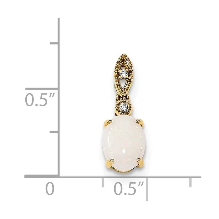 14k Yellow Gold Austrian Opal and Diamond Pendant TreasureFineJewelers Necklaces