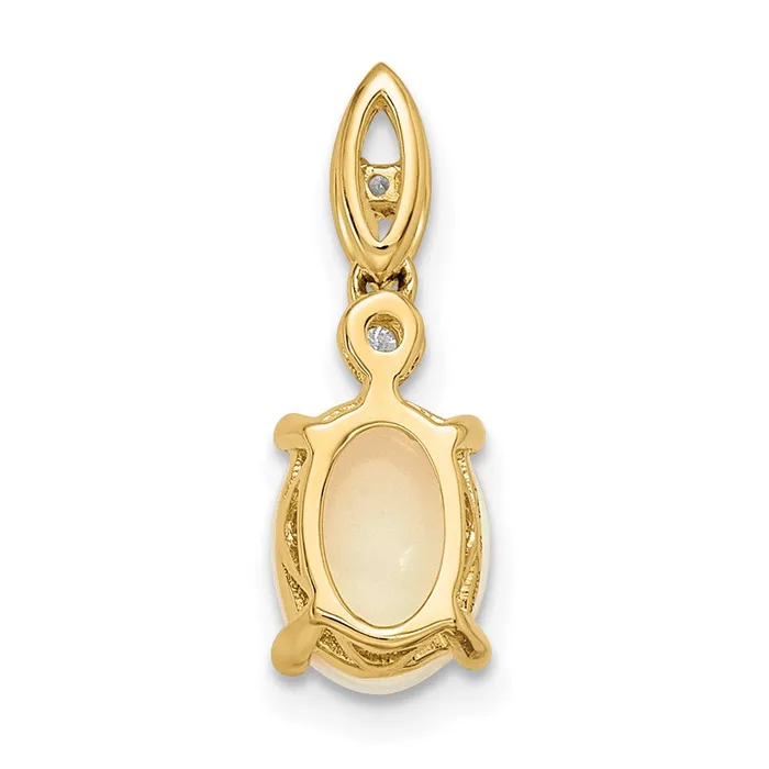 14k Yellow Gold Austrian Opal and Diamond Pendant TreasureFineJewelers Necklaces