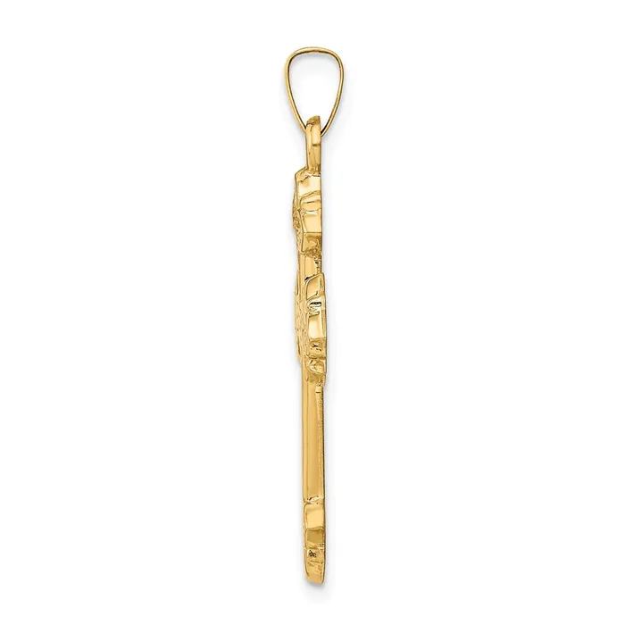 14k Yellow Gold Budded Hollow Cross Pendant TreasureFineJewelers Necklaces