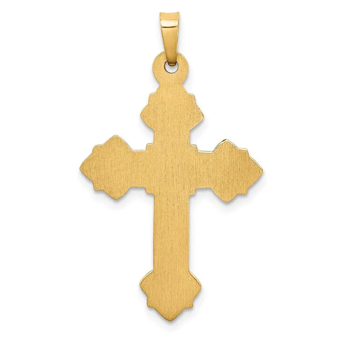 14k Yellow Gold Budded Hollow Cross Pendant TreasureFineJewelers Necklaces