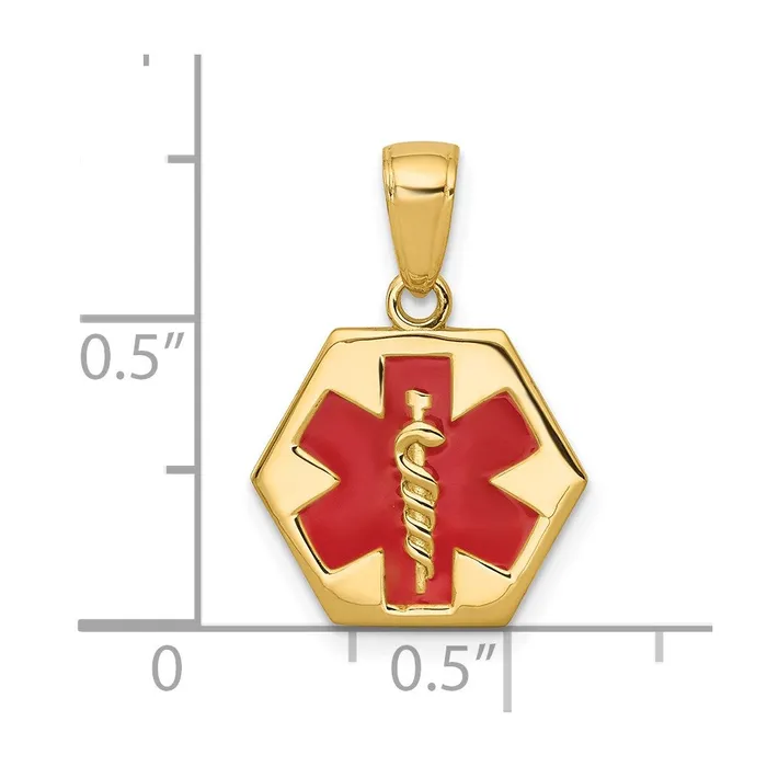14k Yellow Gold Enameled Textured Back Medical Disk Pendant TreasureFineJewelers PreStyled Sets