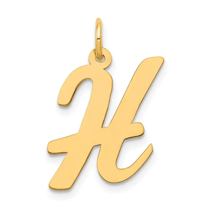 14k Yellow Gold Large Script Letter H Initial Charm TreasureFineJewelers Charm Necklaces 14k Yellow Gold Large Script Letter H Initial Charm TreasureFineJewelers Charm Necklaces
