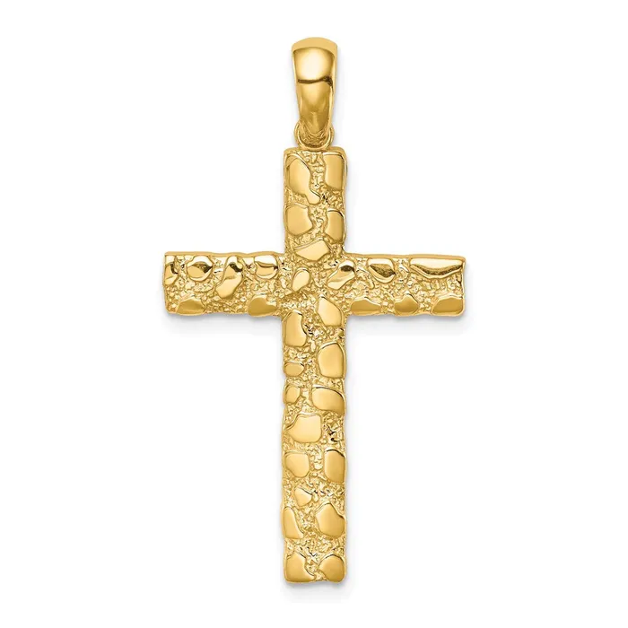 14k Yellow Gold Nugget Cross Pendant TreasureFineJewelers Necklaces