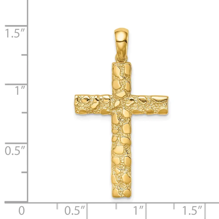 14k Yellow Gold Nugget Cross Pendant TreasureFineJewelers Necklaces