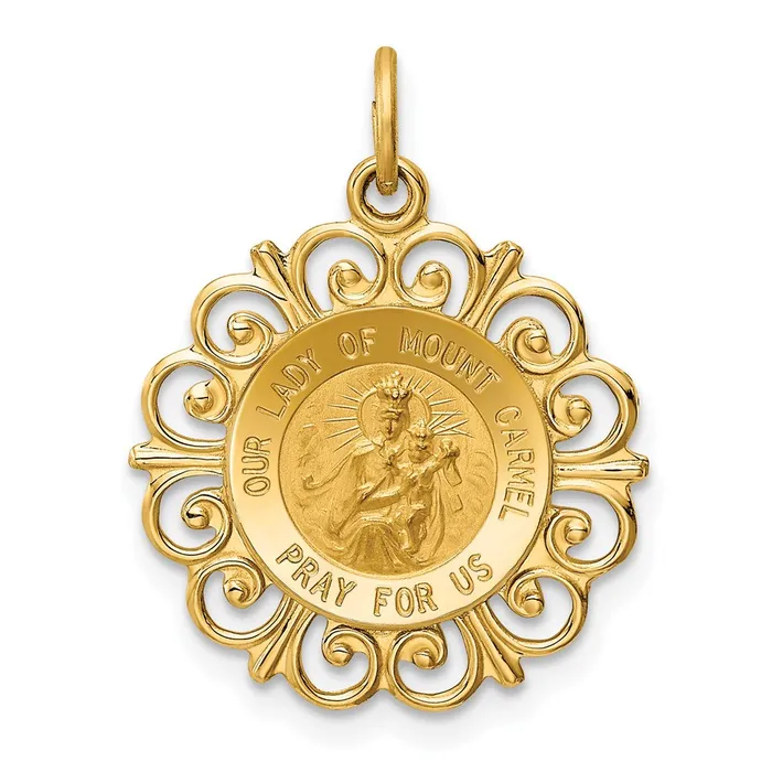 14k Yellow Gold Our Lady of Mt Carmel Medal Charm TreasureFineJewelers Charm Necklaces 14k Yellow Gold Our Lady of Mt Carmel Medal Charm TreasureFineJewelers Charm Necklaces