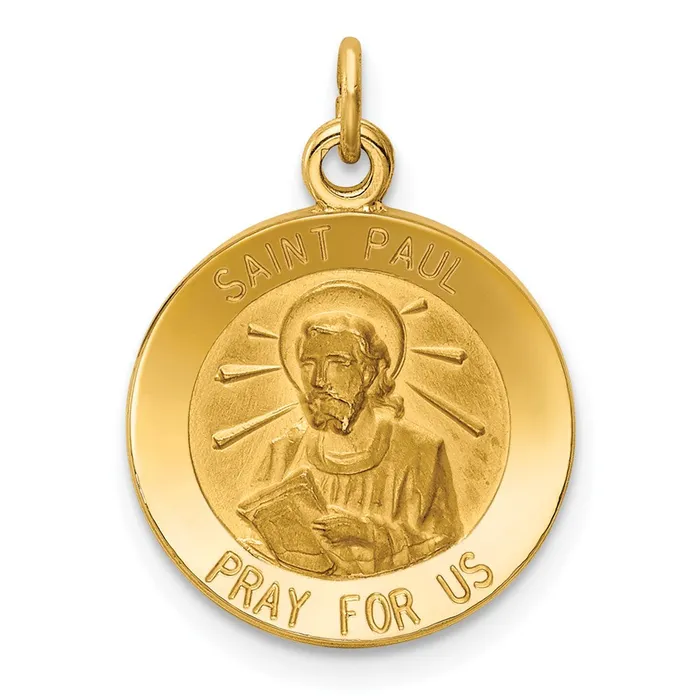 14k Yellow Gold Saint Paul Medal Charm TreasureFineJewelers Charm Necklaces 14k Yellow Gold Saint Paul Medal Charm TreasureFineJewelers Charm Necklaces