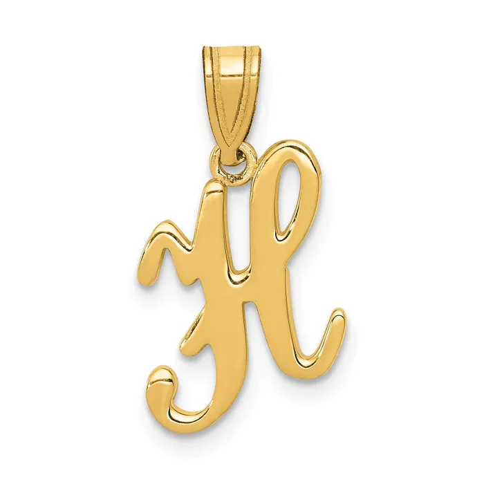 14k Yellow Gold Script Letter H Initial Pendant TreasureFineJewelers Necklaces 14k Yellow Gold Script Letter H Initial Pendant TreasureFineJewelers Necklaces