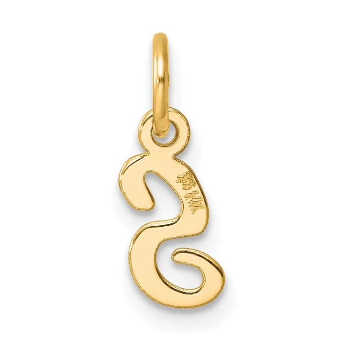 14k Yellow Gold Small Script Letter S Initial Charm TreasureFineJewelers Charm Necklaces