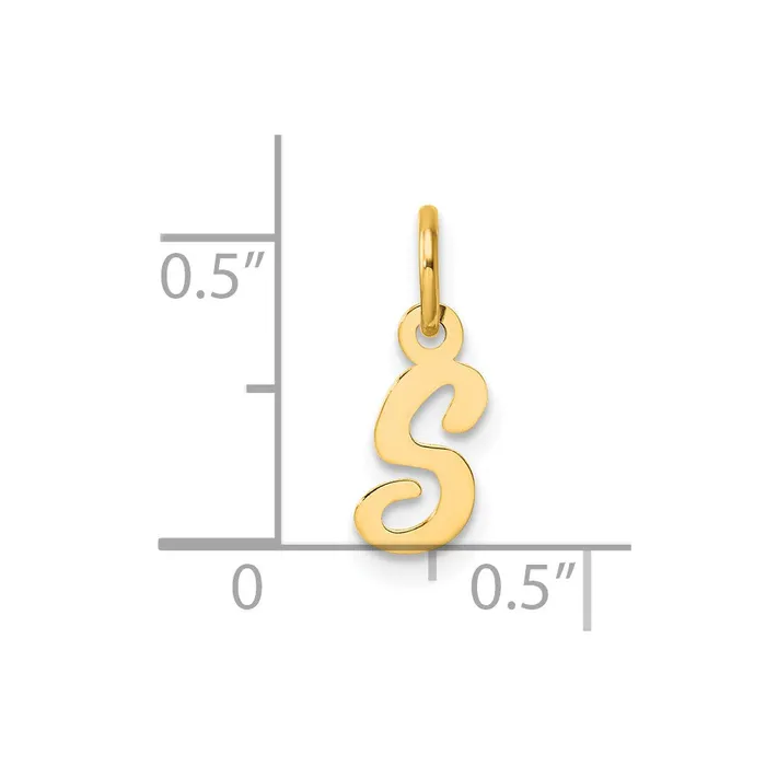 14k Yellow Gold Small Script Letter S Initial Charm TreasureFineJewelers Charm Necklaces