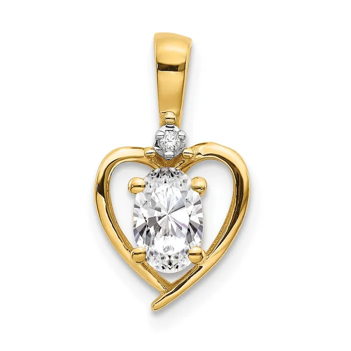 14k Yellow Gold White Topaz and Diamond Heart Pendant TreasureFineJewelers Necklaces 14k Yellow Gold White Topaz and Diamond Heart Pendant TreasureFineJewelers Necklaces