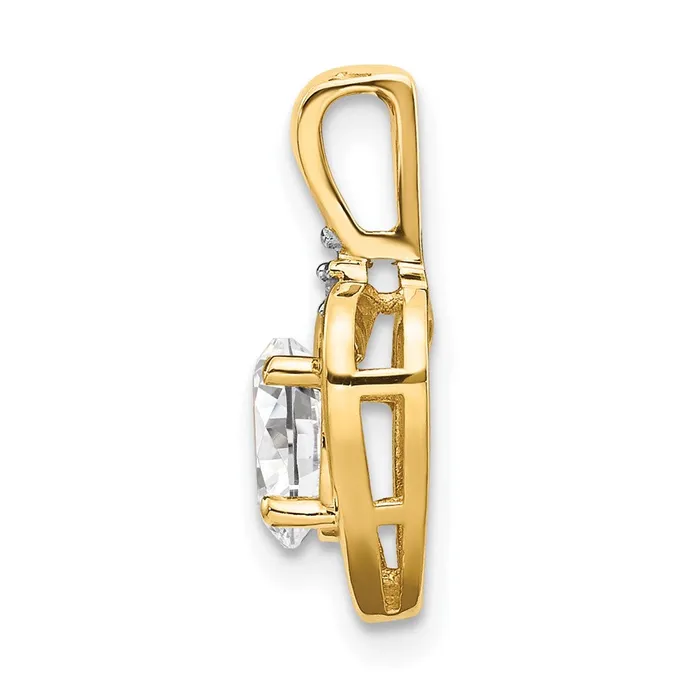 14k Yellow Gold White Topaz and Diamond Heart Pendant TreasureFineJewelers Necklaces