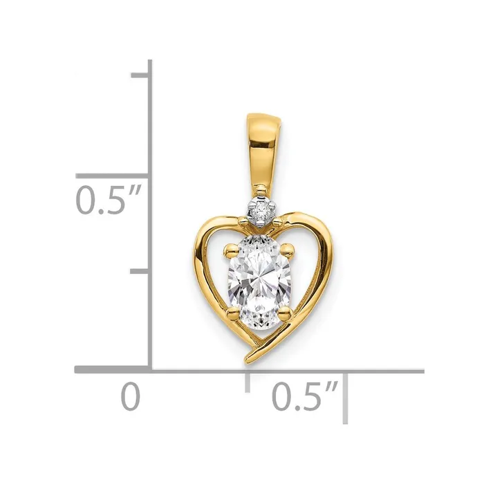 14k Yellow Gold White Topaz and Diamond Heart Pendant TreasureFineJewelers Necklaces
