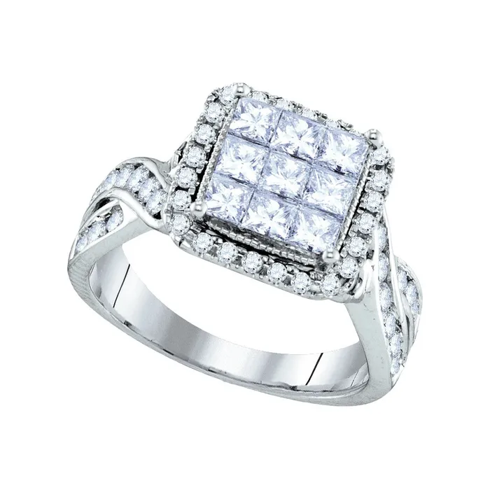 14kt white gold womens princess diamond cluster bridal wedding engagement ring 1 58 cttw94426 North Arrow Shop Rings 14kt white gold womens princess diamond cluster bridal wedding engagement ring 1 58 cttw94426 North Arrow Shop Rings
