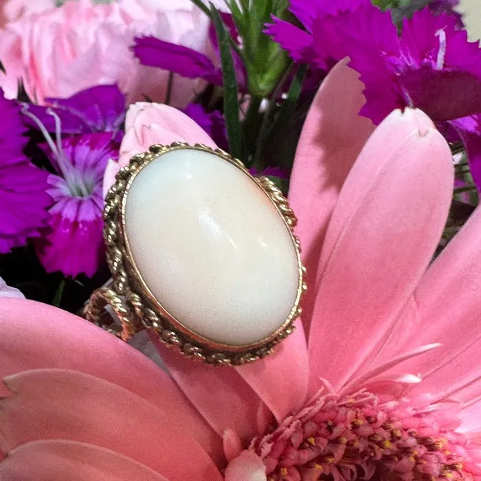 18 Karat Yellow Gold Coral Ring 20000905 ONeills Estate Jewelry Rings