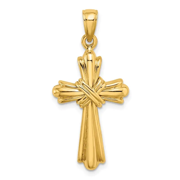 Charm Necklaces 14K Polished Cross X Center Charm TreasureFineJewelers