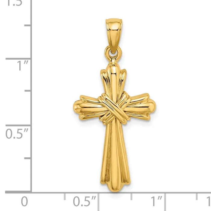 Charm Necklaces 14K Polished Cross X Center Charm TreasureFineJewelers