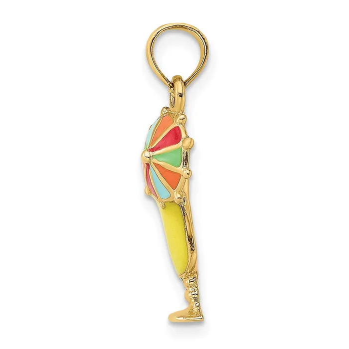 Charm Necklaces 14K Yellow Enamel Drink wMultiColored Umbrella Charm TreasureFineJewelers