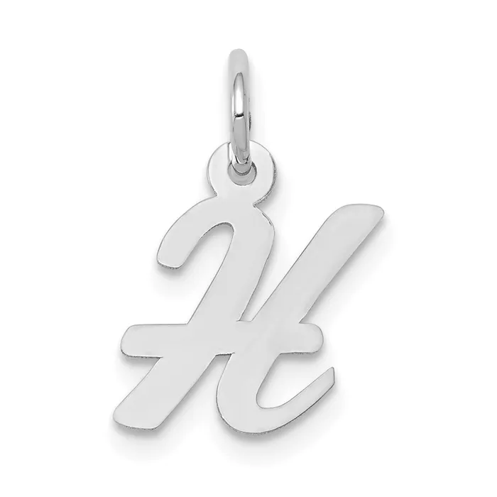 Charm Necklaces TreasureFineJewelers 10k White Gold Small Script Initial H Charm Charm Necklaces TreasureFineJewelers 10k White Gold Small Script Initial H Charm