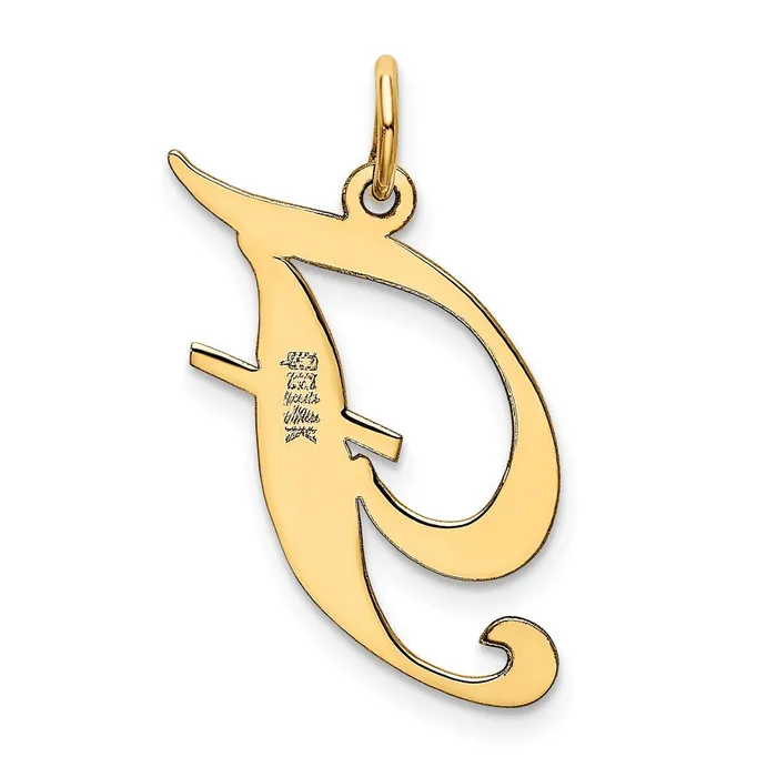 Charm Necklaces TreasureFineJewelers 10k Yellow Gold Large Fancy Script Letter F Initial Charm