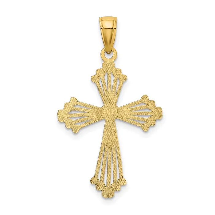 Charm Necklaces TreasureFineJewelers 14K DC and CutOut Stripes W Heart In Center Cross Charm