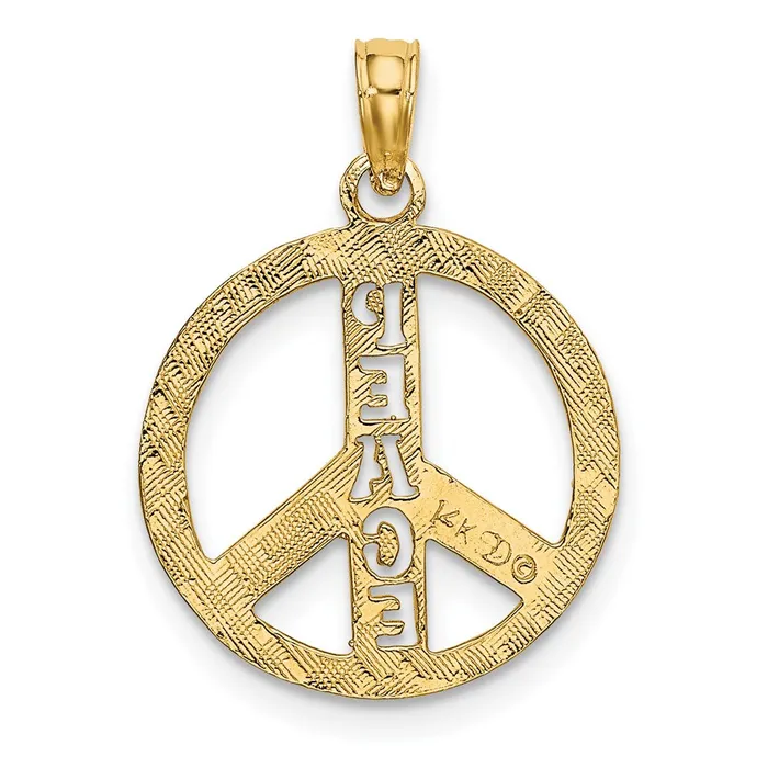 Charm Necklaces TreasureFineJewelers 14K Flat Textured Peace Sign Charm