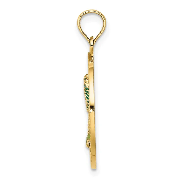 Charm Necklaces TreasureFineJewelers 14K FLORIDA Enamel Palm Tree Circle Charm