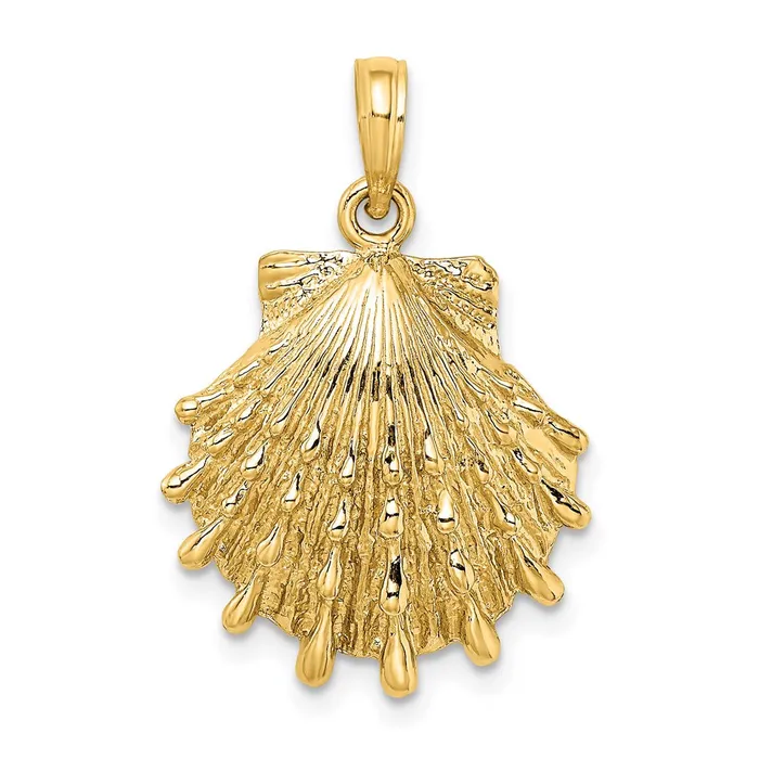 Charm Necklaces TreasureFineJewelers 14K Lions Paw Shell Charm