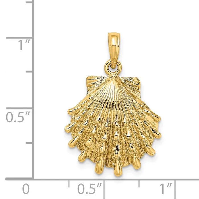 Charm Necklaces TreasureFineJewelers 14K Lions Paw Shell Charm