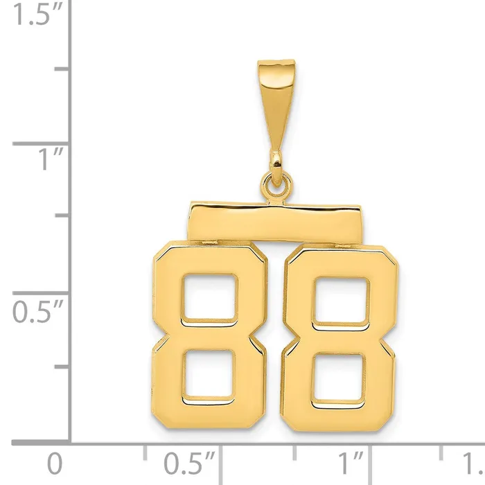 Charm Necklaces TreasureFineJewelers 14k Medium Polished Number 88 Charm