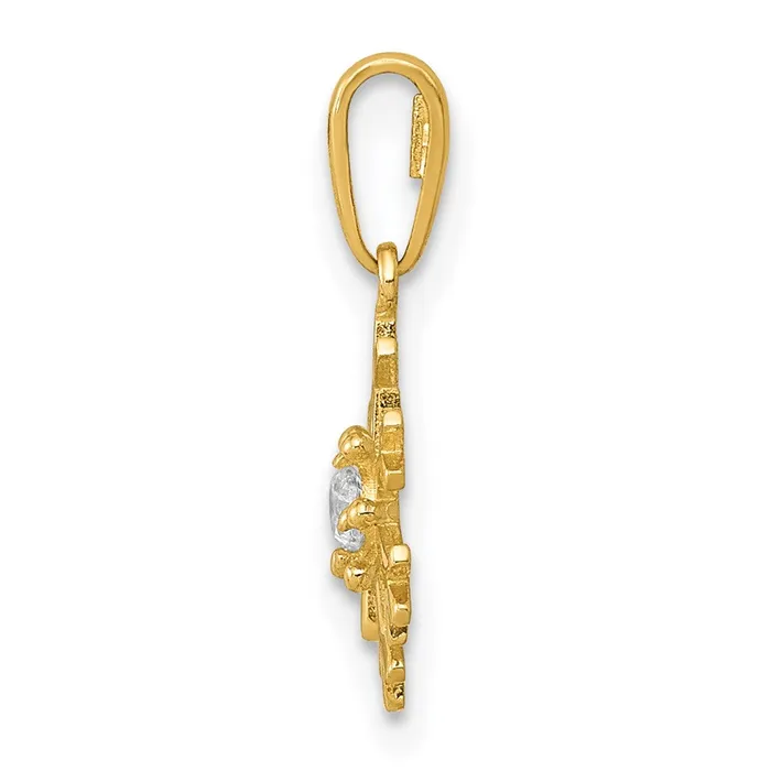 Charm Necklaces TreasureFineJewelers 14k Polished CZ Snowflake Charm