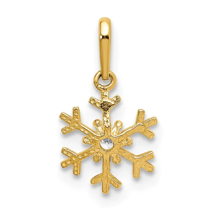 Charm Necklaces TreasureFineJewelers 14k Polished CZ Snowflake Charm